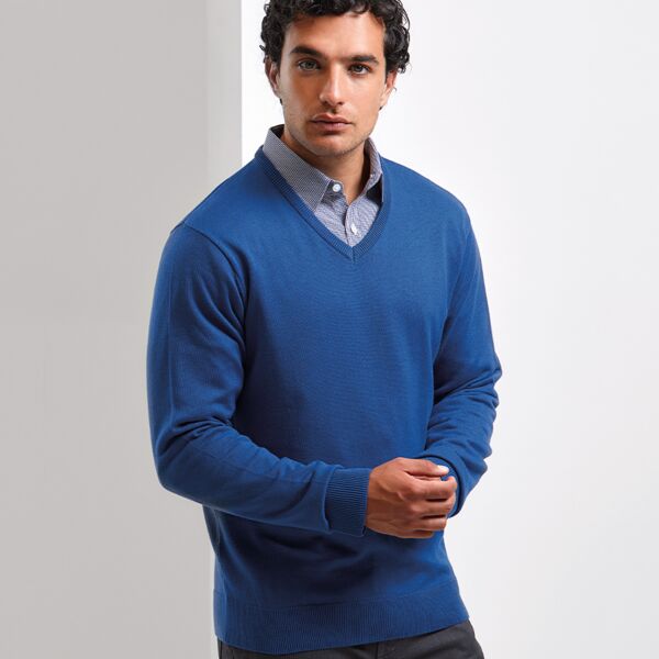 Premier Knitted Cotton Acrylic V Neck Sweater Thumbnail